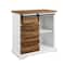 Walker Edison 32" Solid White & Reclaimed Wood Two-Tone Sliding Slat Door Accent Cabinet